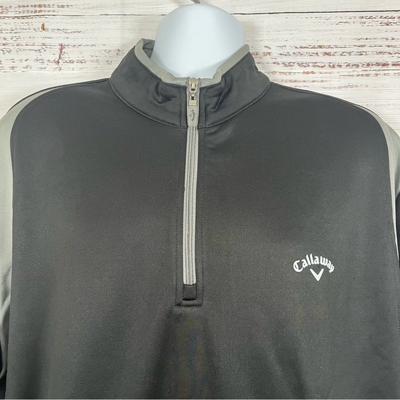 Callaway Black Gray 1/4 Zip Opti Therm Long Sleeve Golf Jacket - Picture 2 of 15